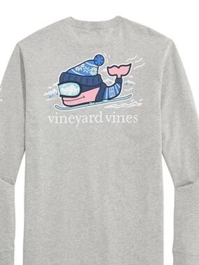 NWT Vineyard Vines Boys Downhill Ski Long-Sleeve Pocket Tee-Gray Heather- 4T